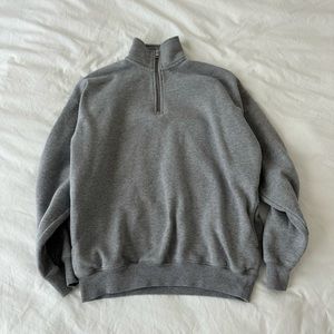 Aritzia TNA Cozy Fleece Mega ¼ Zip Sweatshirt in Heather Dover Grey Size 1